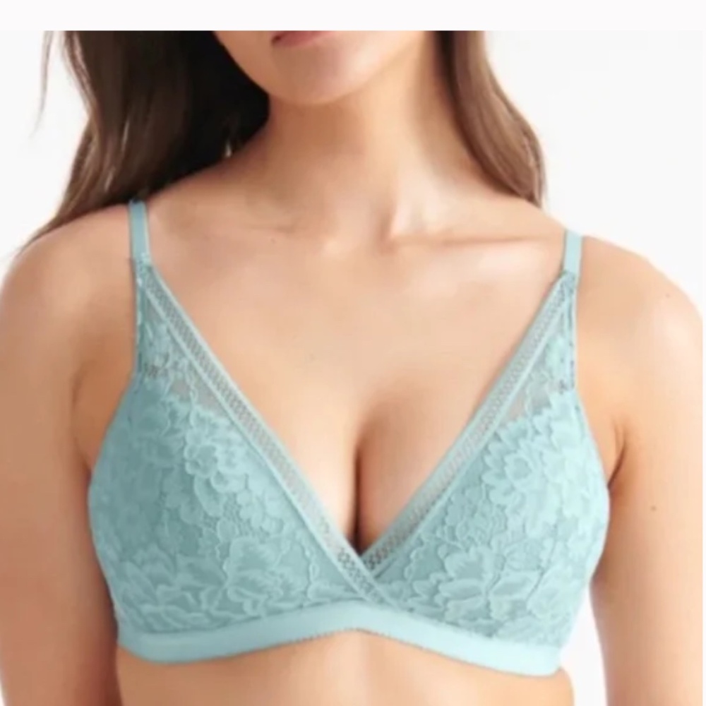 Knix Lace Deep-V Bralette Sz S Sage